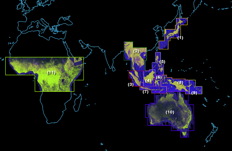 Clickable Map of Asia Data Coverage