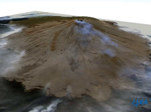 図5:サリュチェフ火山の鳥瞰図(2009年6月22日観測)