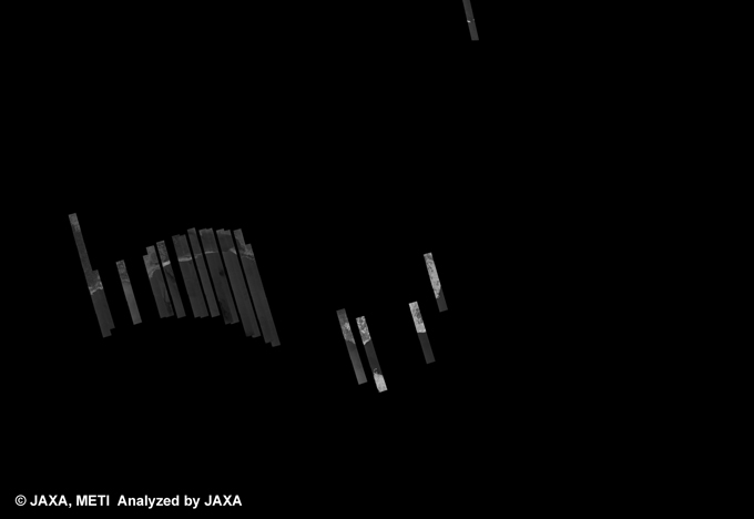 図12: PALSAR観測による39回帰(2010年10月31日〜2010年12月15日)のオーストラリア500m(FBS/HH Ascending)ブラウズモザイク