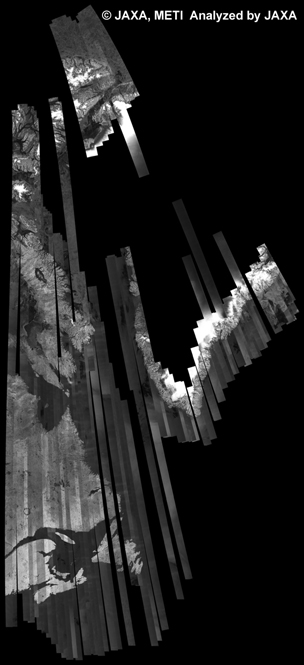 図16: PALSAR観測による39回帰(2010年10月31日〜2010年12月15日)のグリーンランド500m(FBD/HH Ascending)ブラウズモザイク