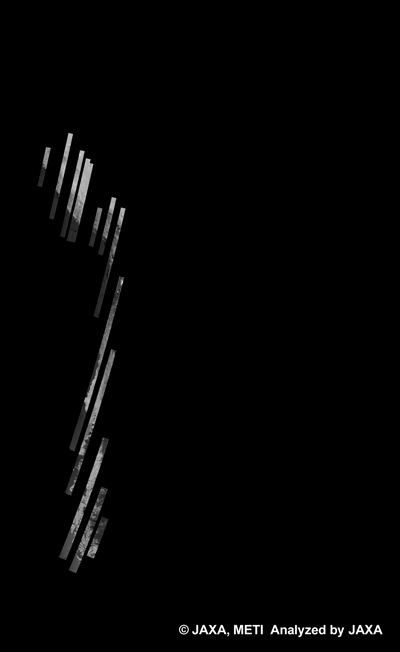 図13: PALSAR観測による40回帰(2010年12月16日〜2011年1月30日)の南米500m(FBS/HH Descending)ブラウズモザイク