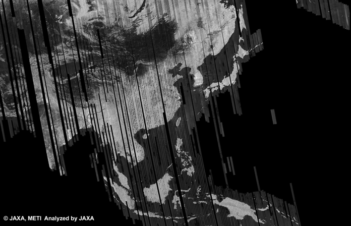 図1: PALSAR観測による30回帰(2009年9月12日〜2009年10月27日)のアジア500mブラウズモザイク