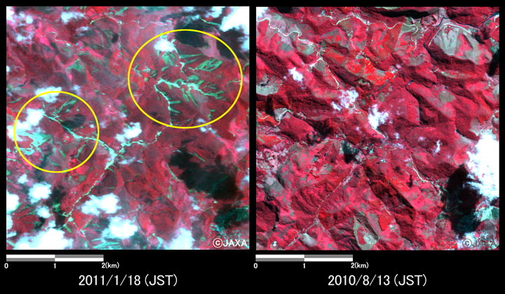 }3:Nova Friburgokt߂̉͐쑝̗lq(5km~5km̃GA)BFЊQ(2011N118)AEFЊQO(2010N813)