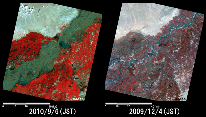 }2:Kashmoret߂̉͐쑝̗lq(70km~70km̃GA)BFЊQ(2010N96)AEFЊQO(2009N124)