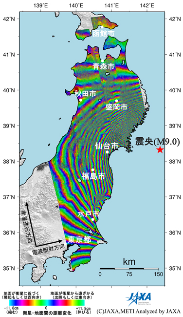 図4:これまでに実施した東日本大震災地殻変動観測の結果(昇交軌道のみ)