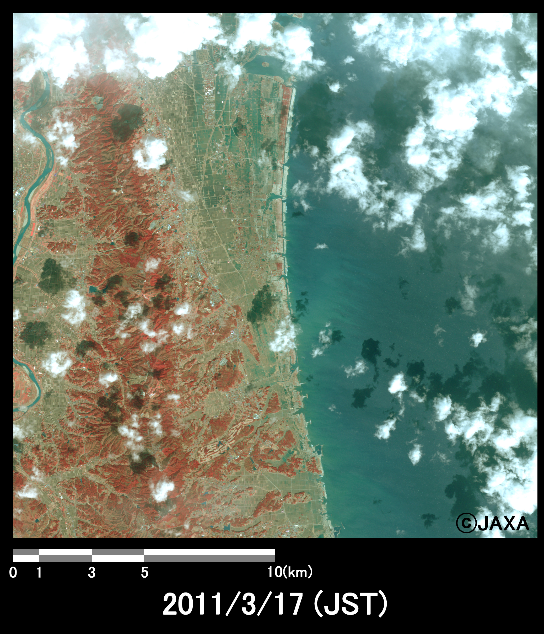 }4:nk2011N317ɗϑZpquvڃZTAAuj[Ec[Ŋϑꂽ{錧j畟VnɂĂ̗̊lq(20km~20km̃GA)