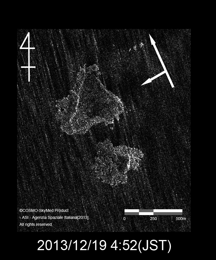 }2:COSMO-SkyMedɂ鐼Vt߂2013N1219ϑ摜B摜E͉̒qisAZ̓r[Ǝ˕\