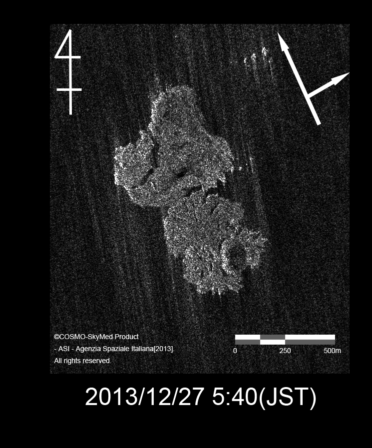 }2:COSMO-SkyMedɂ鐼Vt߂2013N1227ϑ摜B摜E͉̒qisAZ̓r[Ǝ˕\