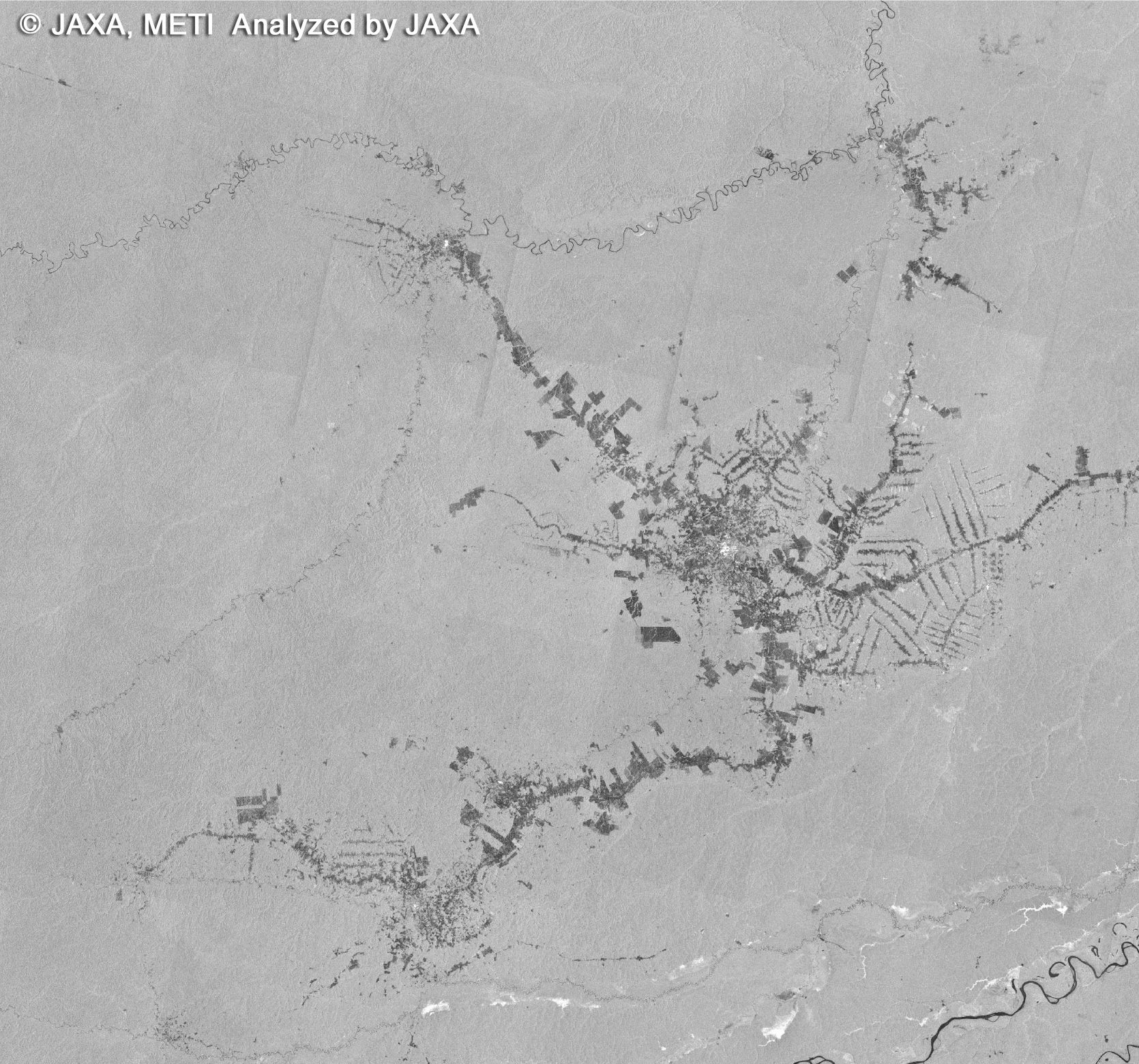 Forest of Rondonia in Amazon observed by JERS-1 SAR(Sep./Dec., 1995)