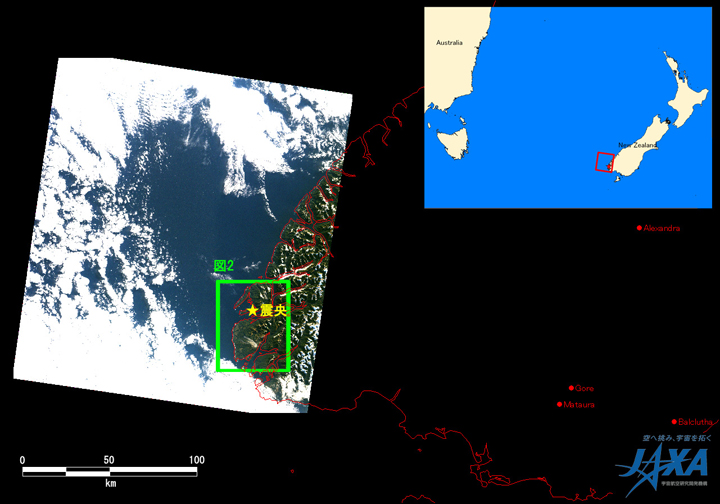 }1:2009N716ߑO831ɗϑZpquv(ALOS)ڂ̍\ߐԊOˌv2^(Auj[Ec[)ɂϑꂽj[W[h쓇t߂̉摜S(Θg͐}2͈̔)