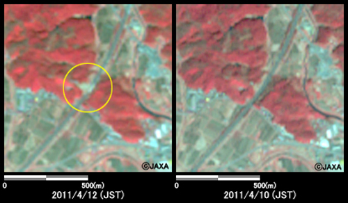 }2:ϑZpquvڃZTAAuj[Ec[Ŋϑꂽ킫s̗̏֓lq(1km~1km̃GAA}: ]k2011N412AE}: ]kO2011N410)