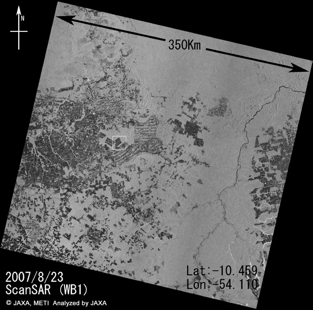 図1: IBAMAに提供する画像の一例(ブラジル(マットグロッソ地方)の森林伐採)