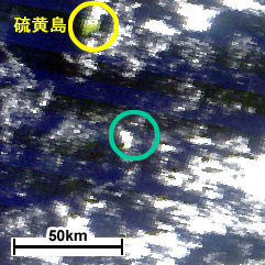 図3: 2011年12月14日観測Terra画像による福徳岡ノ場付近