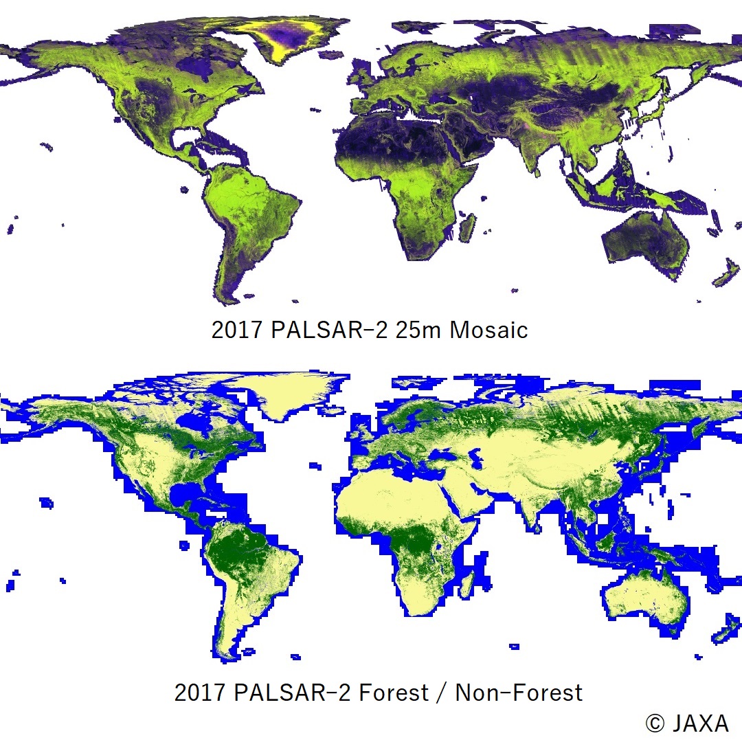 PALSAR-2 Global mosaic and forest/non-forest map (2017 global dataset, and low resolution dataset of 2015-2017) are released.