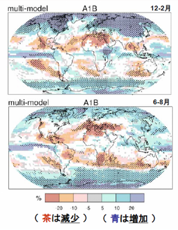 Percentage change in precipitation from 2090-2099 (compared to 1980-1999 average)