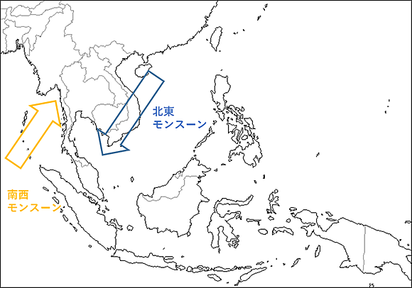 図5　北東モンスーンと南西モンスーン