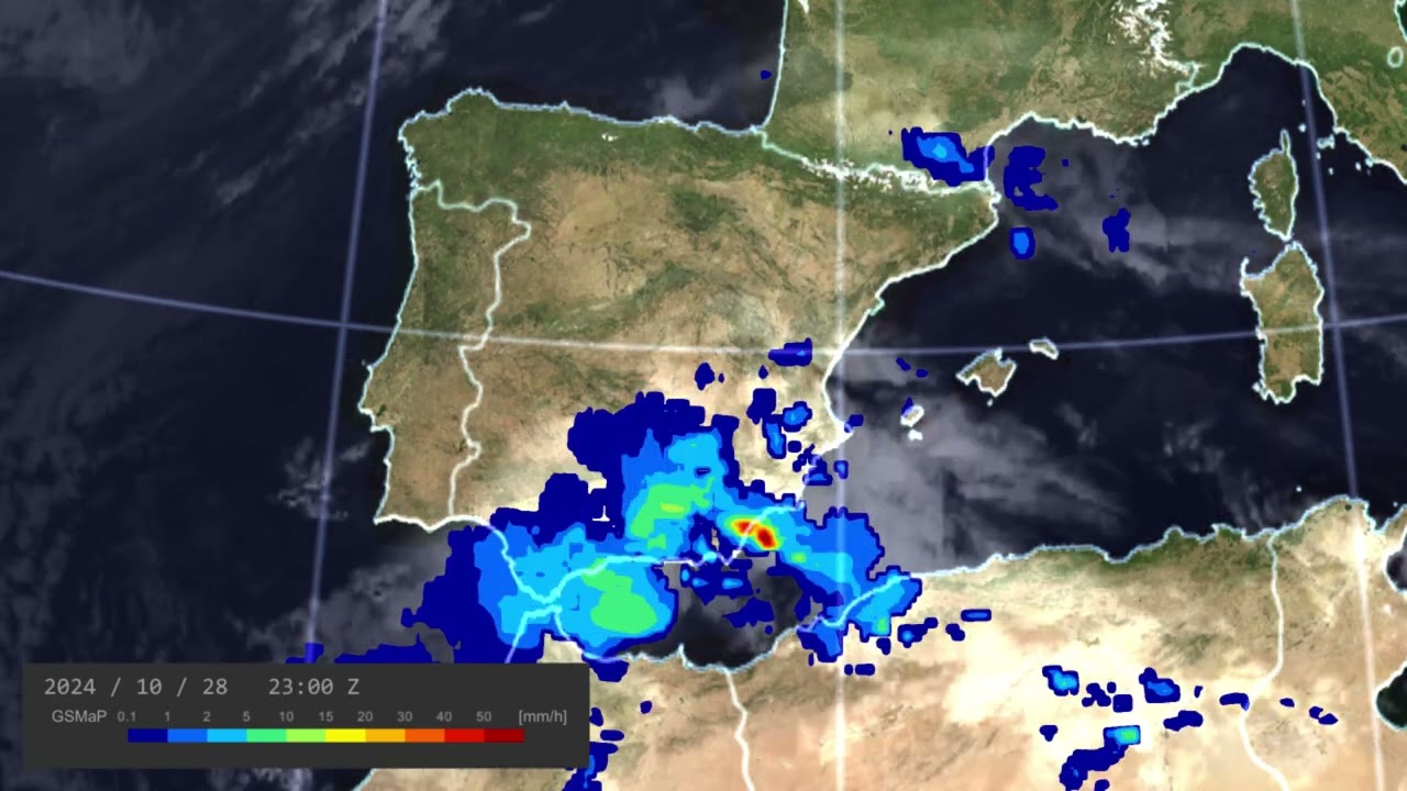 衛星全球降水マップ（GSMaP）によるスペイン東部の豪雨