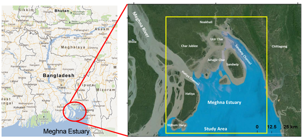 Map of Meghna Estuary, Study Area