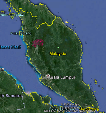 Study Area of "Monitoring of Agricultural Land Abandonment Using Remote Sensing" in Malaysia