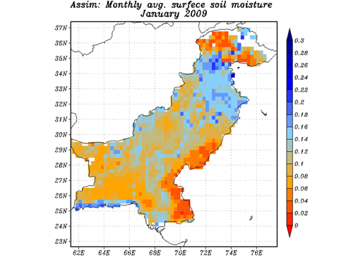 Assim: Monthly avg. surface soil moisture January 2009