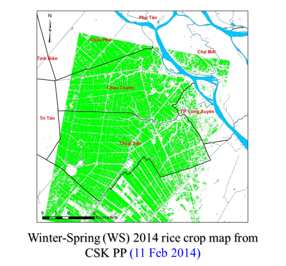 Winter - Spring (WS) 2014 rice crop map from CSK PP (Feb. 11, 2014)