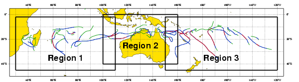 South Indian Ocean and South Pacific