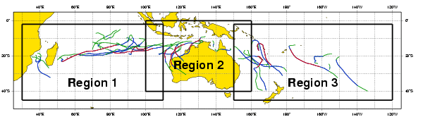 South Indian Ocean and South Pacific