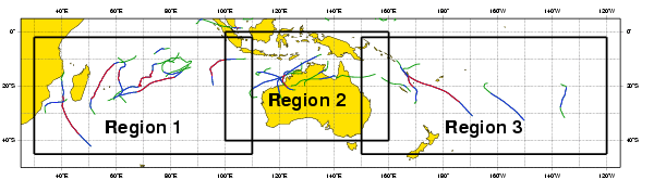 South Indian Ocean and South Pacific