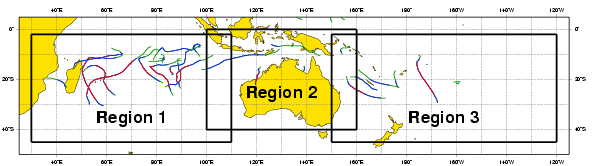 South Indian Ocean and South Pacific