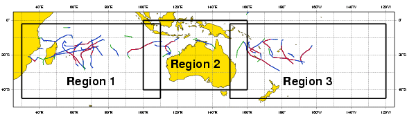 South Indian Ocean and South Pacific