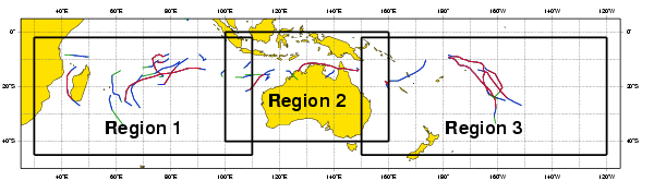 South Indian Ocean and South Pacific