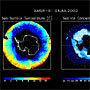AMSR-Eによる、南極域の海面水温と海氷の変動
