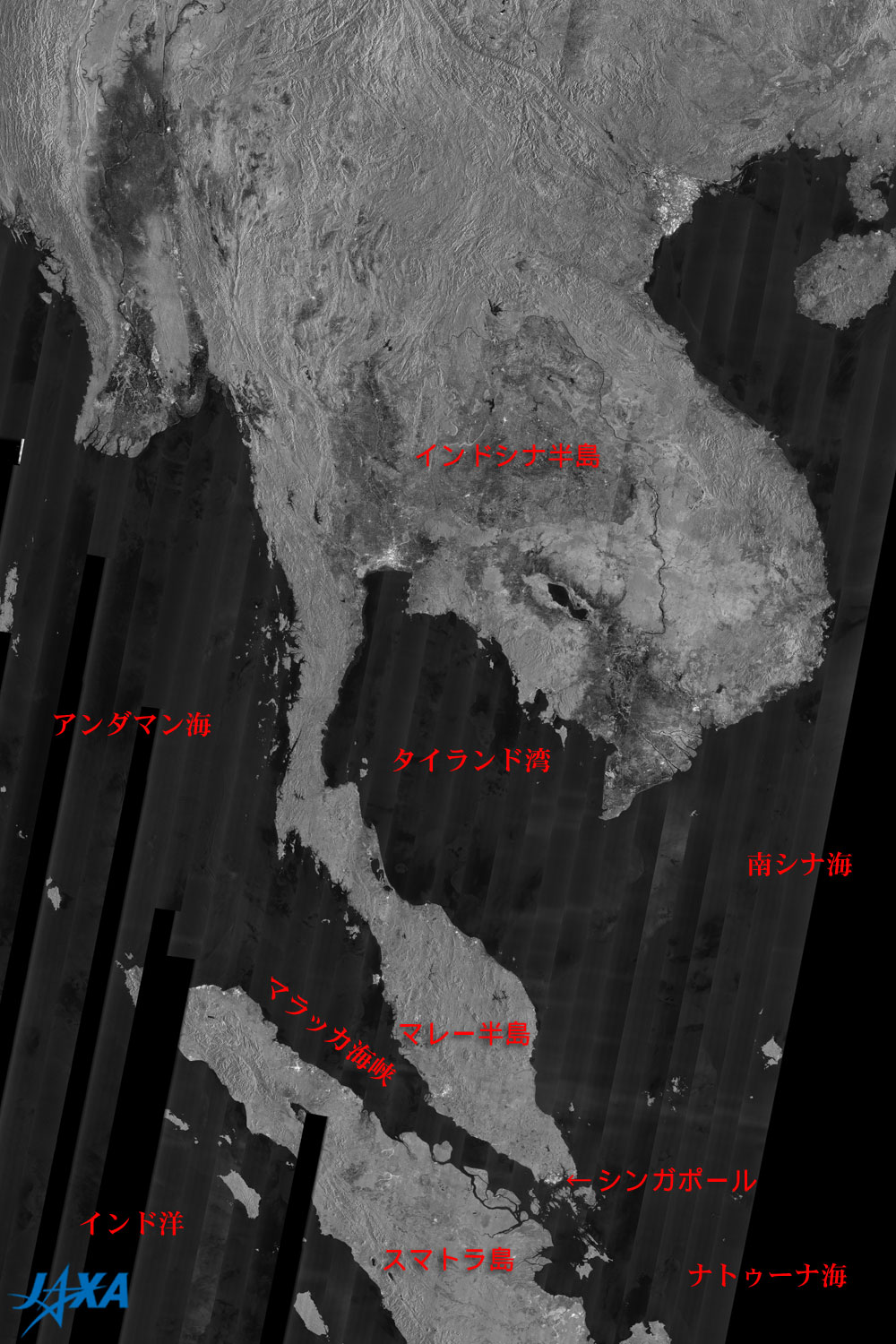 陸も海も明るいシンガポールのsar画像 地球が見える Jaxa 第一宇宙技術部門 地球観測研究センター Eorc