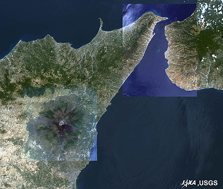 メッシーナ海峡とエトナ火山