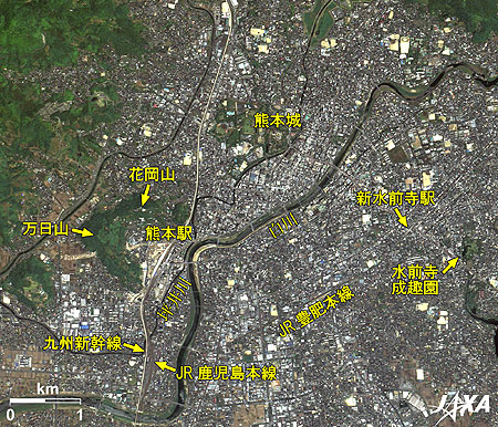熊本市街の拡大画像