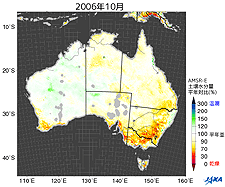 オーストラリアの土壌乾湿分布(2006年)