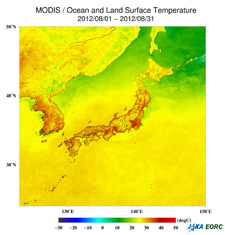 2012年8月月平均地表面温度