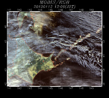 2013年1月12日のオホーツク海の海氷分布(MODIS)