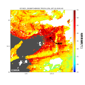 大阪周辺の日中地表面温度