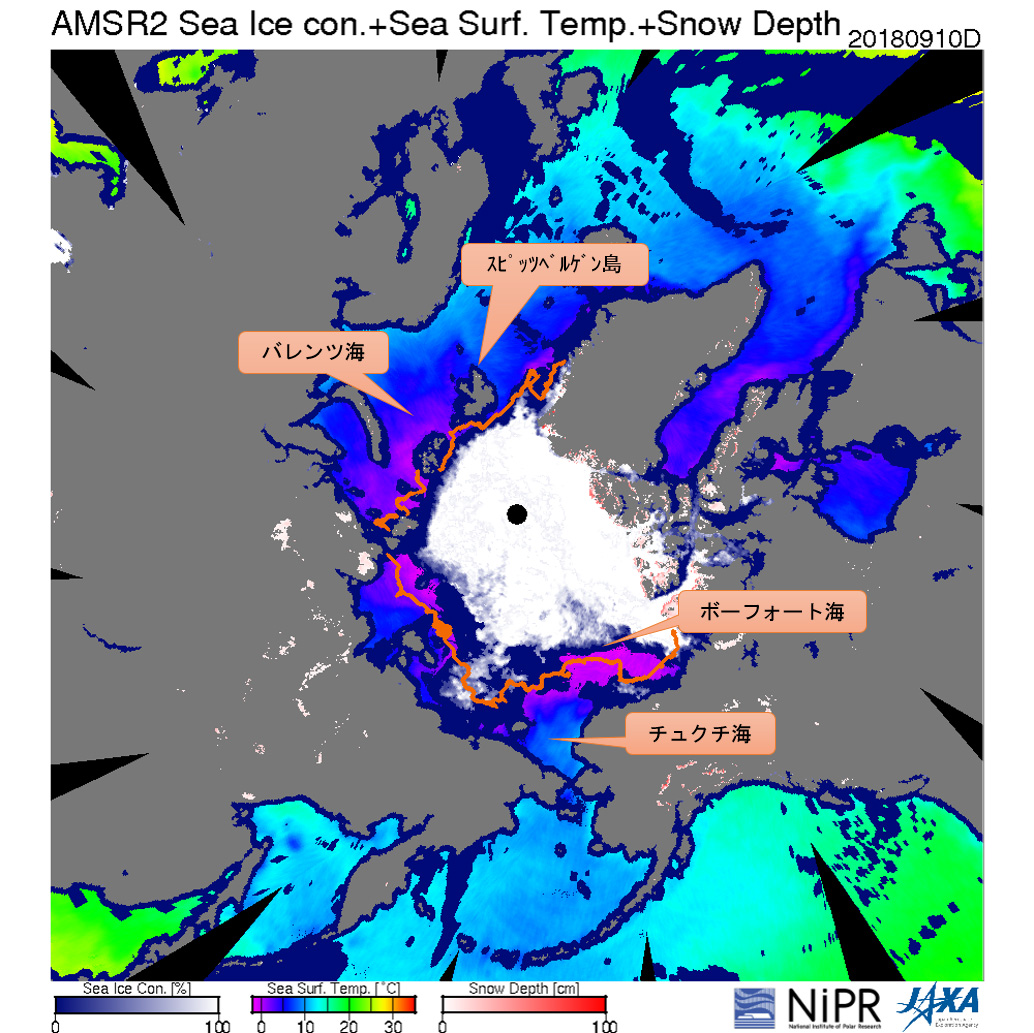 北極海の海氷面積が9月21日に18年の最小値を記録 減少スピードは停滞 回復時期は遅延 地球が見える Jaxa 第一宇宙技術部門 地球観測研究センター Eorc