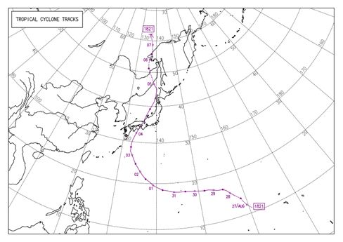 台風21号の経路図