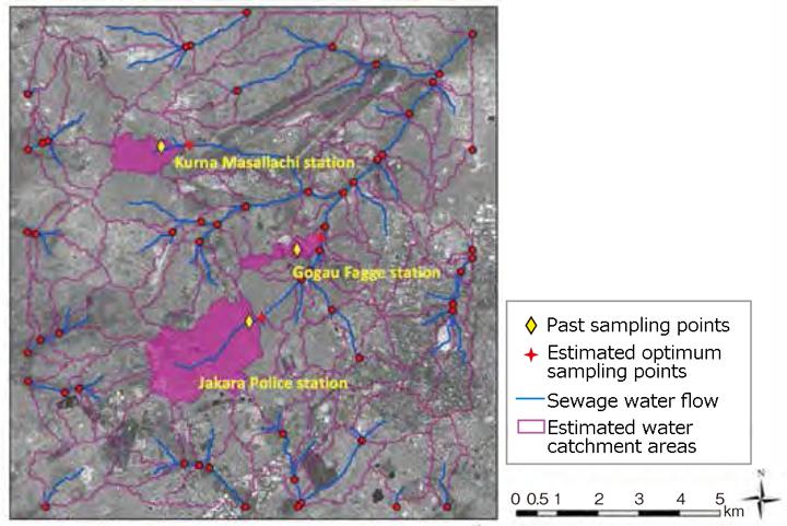 Water Catchment Area Estimation Results collected effectively using the ALOS Digital Elevation Model