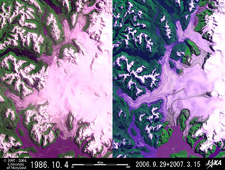 Retreat of Bernardo, Témpano, Occidental and Greve Glaciers