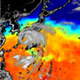 Drop in sea surface temperature after the passage of typhoon