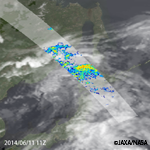 DPR surface rainfall overlaying cloud image by the Japanese geostationary satellite MTSAT.