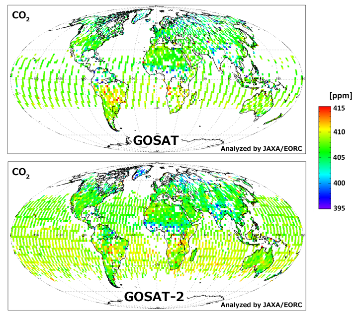Global CO2 concentrations observed by GOSAT and GOSAT-2 (September 2019)