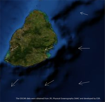 Surface current based on the information from satellite observation.