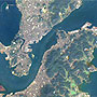 Kitakyushu and Shimonoseki Cities meet across Kanmon Strait