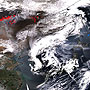 Spring wildfire smoke blurs the skies over Eastern Asia