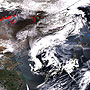 Spring wildfire smoke blurs the skies over Eastern Asia